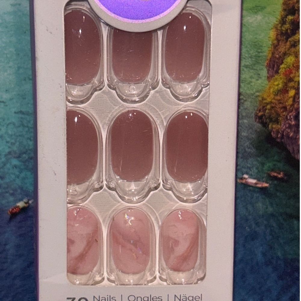 imPRESS Magic Hour Press-On Nails Short Oval Mauve Pink Marble 30ct NEW